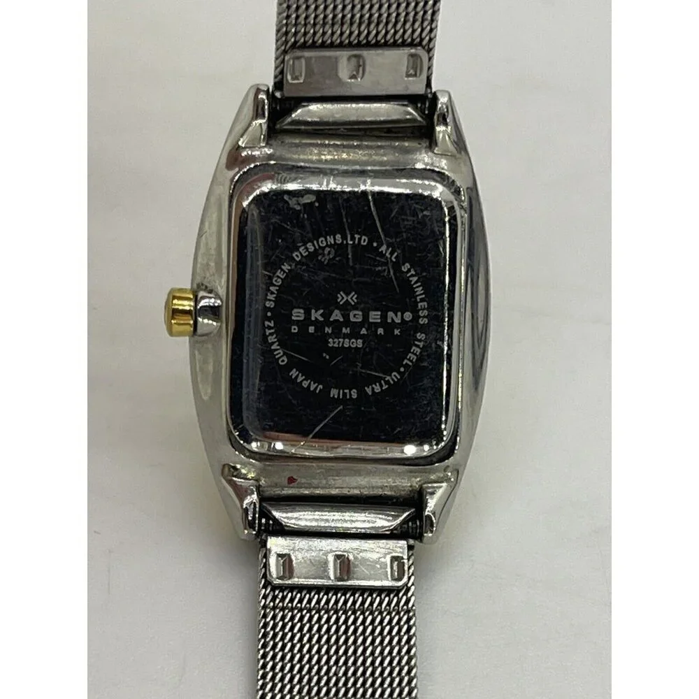 Skagen Denmark Steel Ultra Slim Two Tone White Face Women's Watch Mesh Bracelet